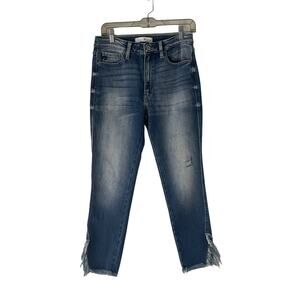 Kancan Women's‎ Size 9/28 High Rise Medium Wash Frey Hem Cropped Jeans